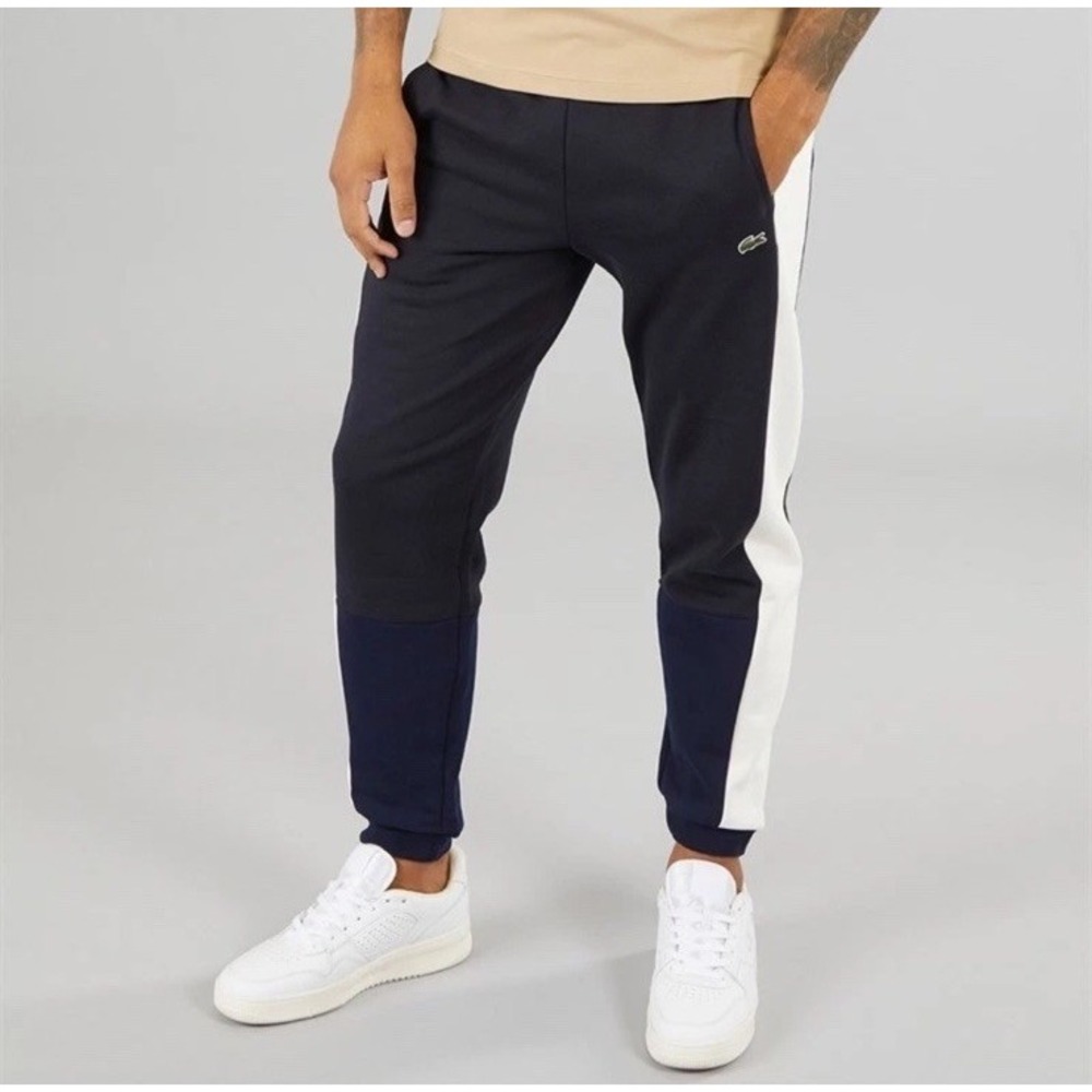 Men's 2XLT Lacoste Sweatpants Navy Blue Fleece Joggers Crocodile Logo 2XL TALL